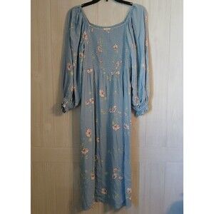 Ana Audrey Women's Size M Livid Grey Blue Floral Cottagecore Dress
